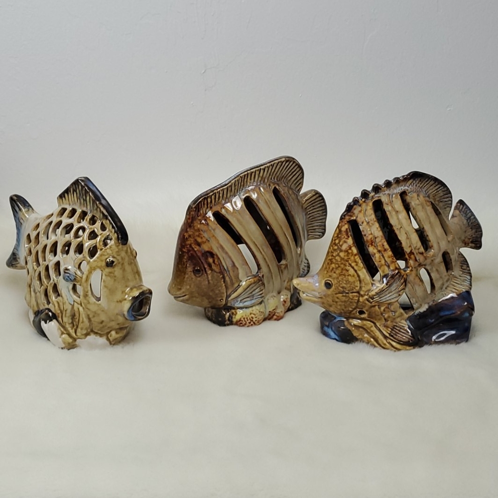 Bundle 3 ceramic light fish home decor